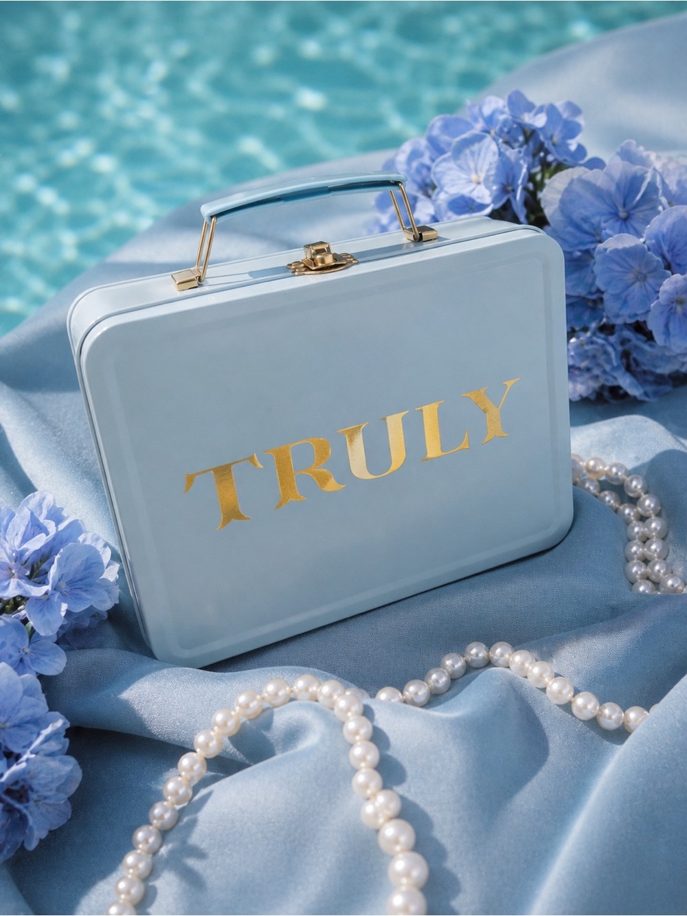 TRULY Powder Blue Metal Lunchbox with Gold Logo